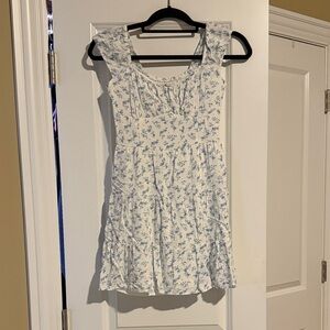 Hollister White Dress with Blue Floral Print